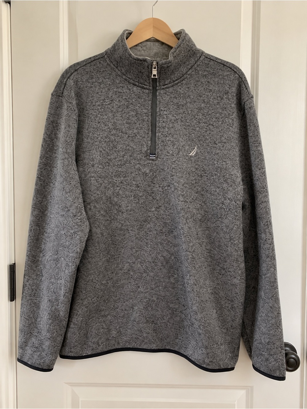 Nautica Men's Heather Gray Quarter-Zip Pullover XL